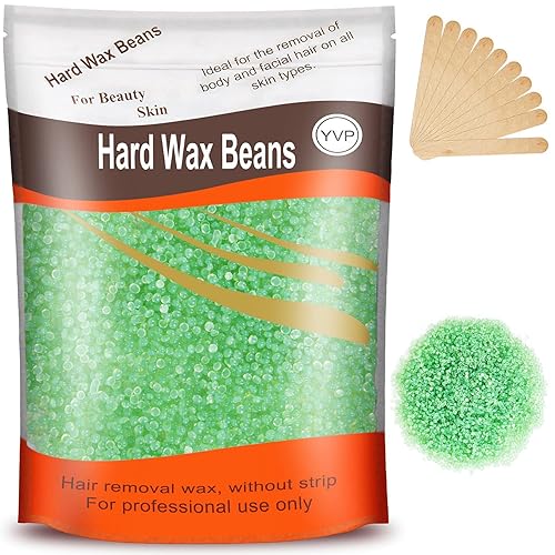 Yovanpur Hard Wax Beads For Brazilian Waxing - Aloe 300G With 10 Spatulas - At Home Waxing