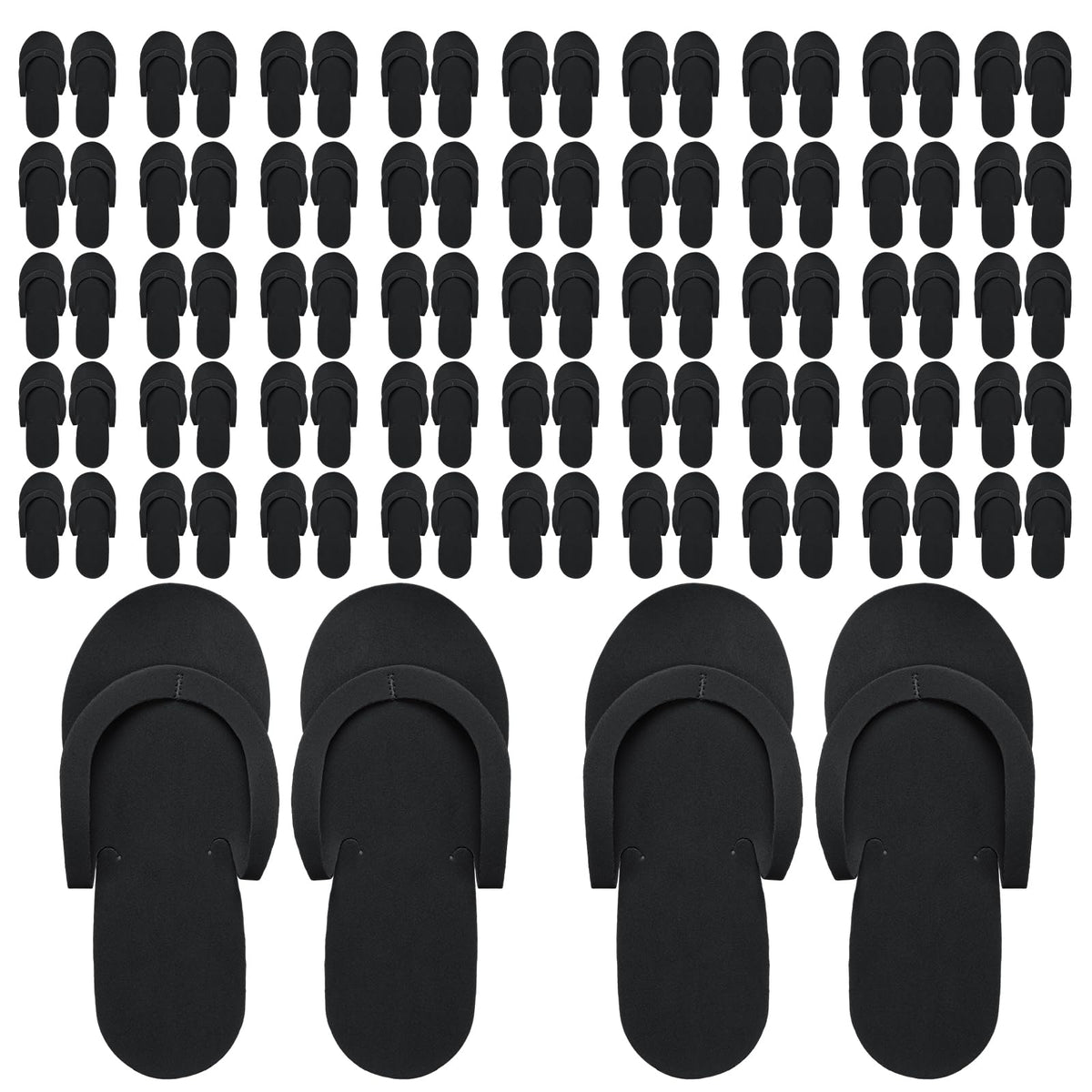 Mepase Disposable Pedicure Slippers - 90 Pairs Foam Flip Flops For Spa, Wedding, & Parties - Black