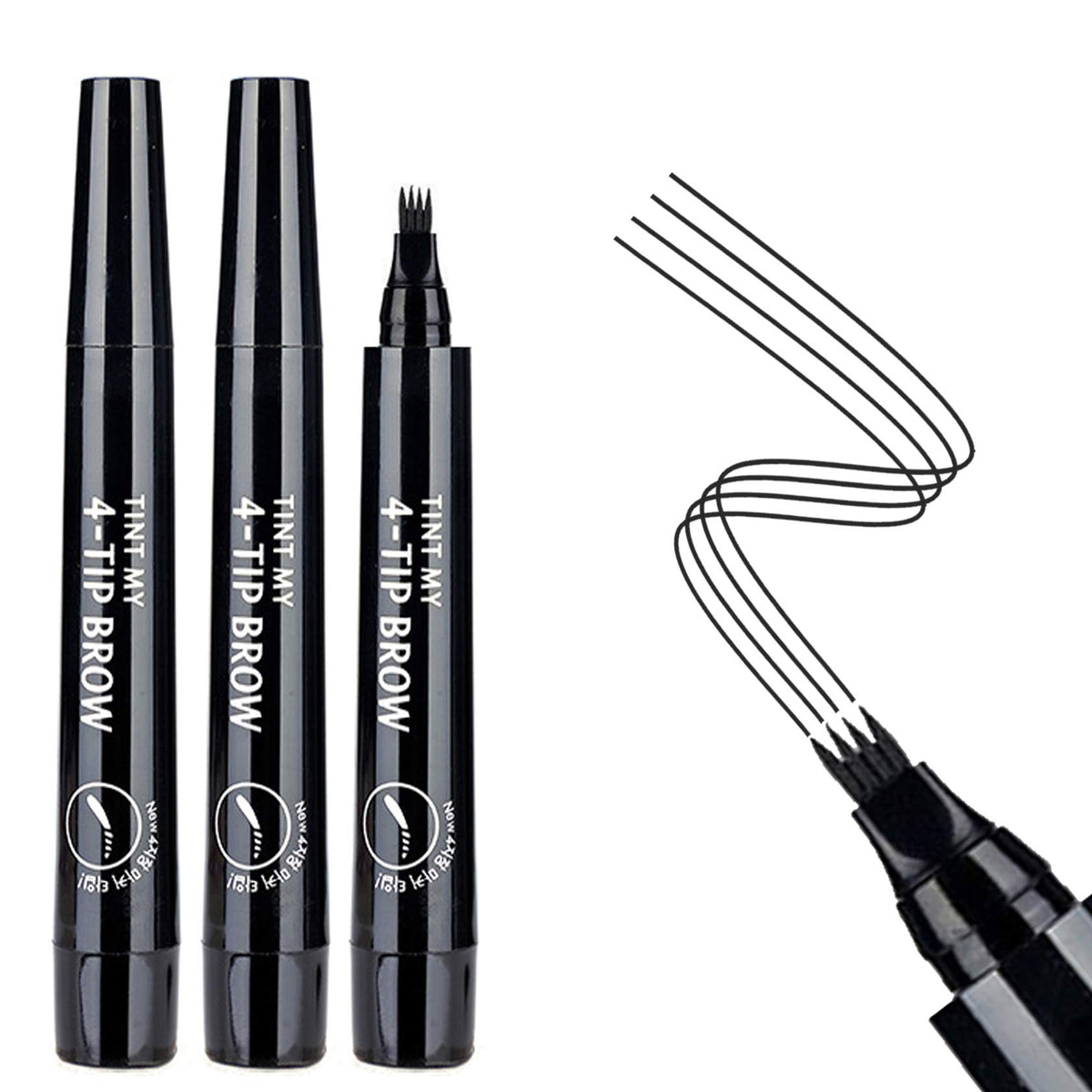 Awccxmym 3Pcs Waterproof Black Eyebrow Pencil - Long Lasting Microblading Makeup