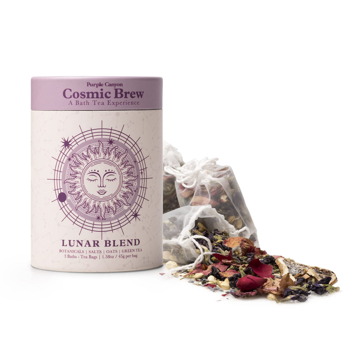 Lunar Blend Bath Tea By Purple Canyon | 3 Soaks With Lavender & Epsom Salt | Skin Care Gift