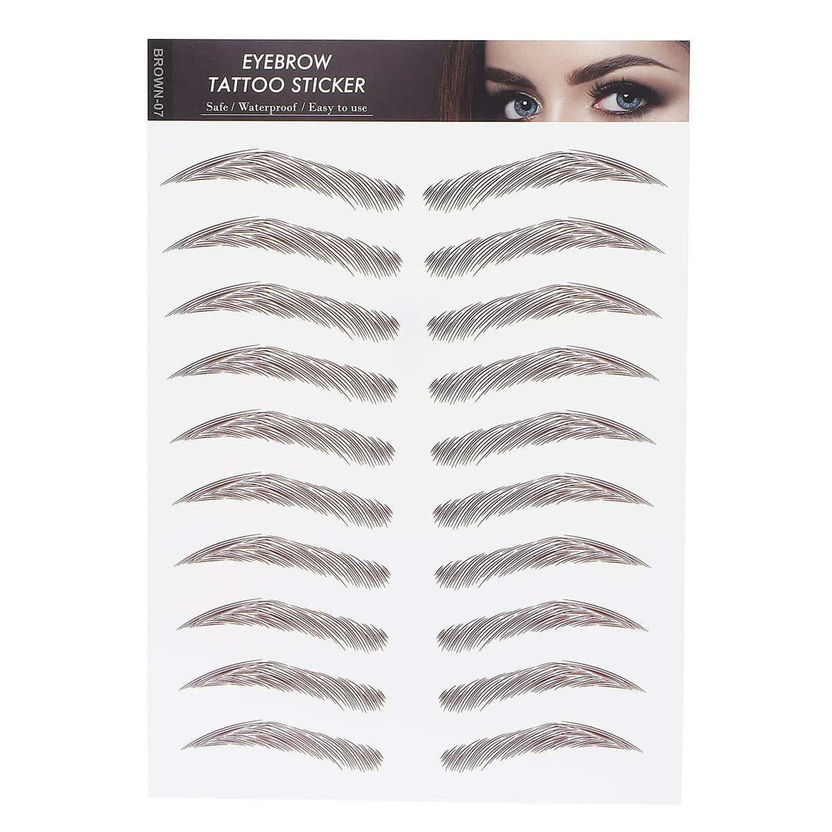 Filfeel 6D Waterproof Eyebrow Stickers For Women & Girls - Brown (Brown-07)