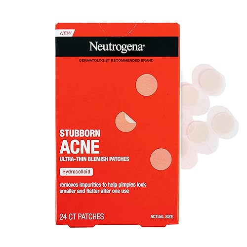 Neutrogena Stubborn Acne Pimple Patches, Clear Hydrocolloid Spot Stickers, 24 Count