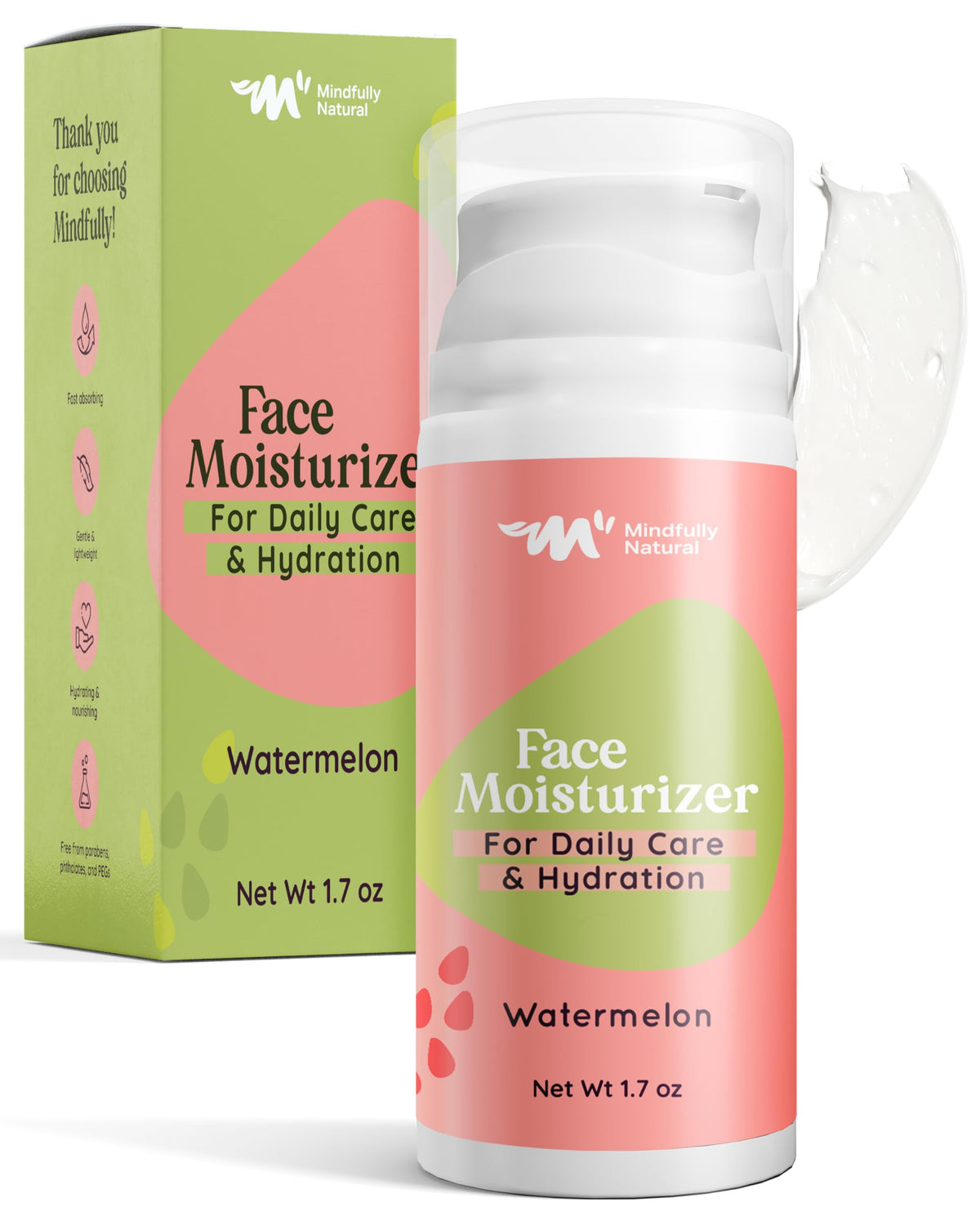 Mindfully Natural Kids Face Moisturizer - Organic Watermelon Lotion For Dry/Sensitive Skin 1.7Oz