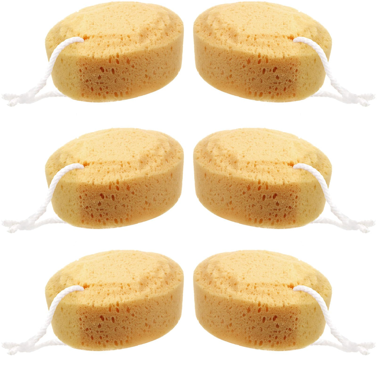 Boao Foam Body Sponge Set - 6 Soft Exfoliating Bath Scrubbers, 5.5 Inch, Yellow