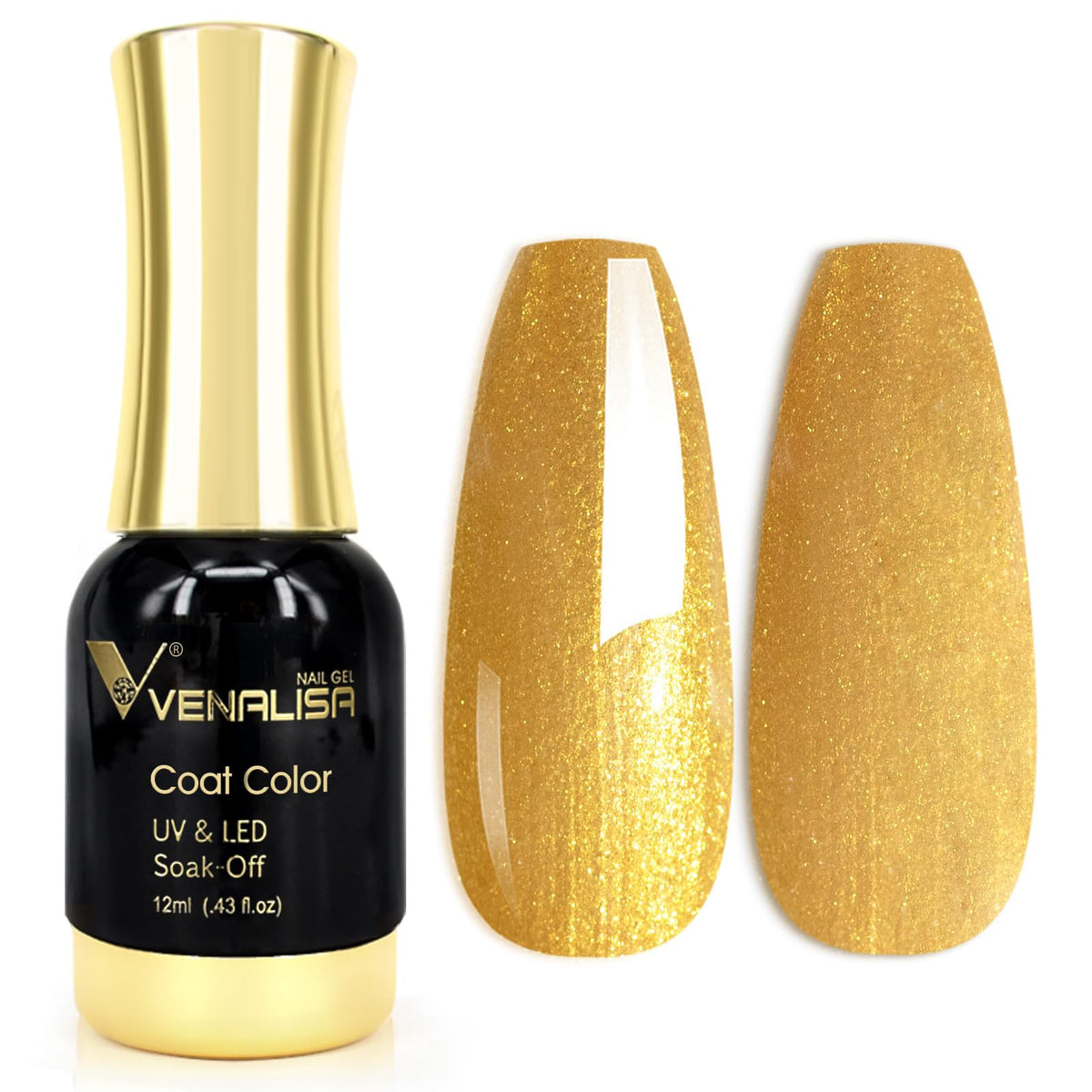 Venalisa Luxury Gold Glitter Gel Nail Polish - High Gloss Soak Off, 0.43 Fl Oz