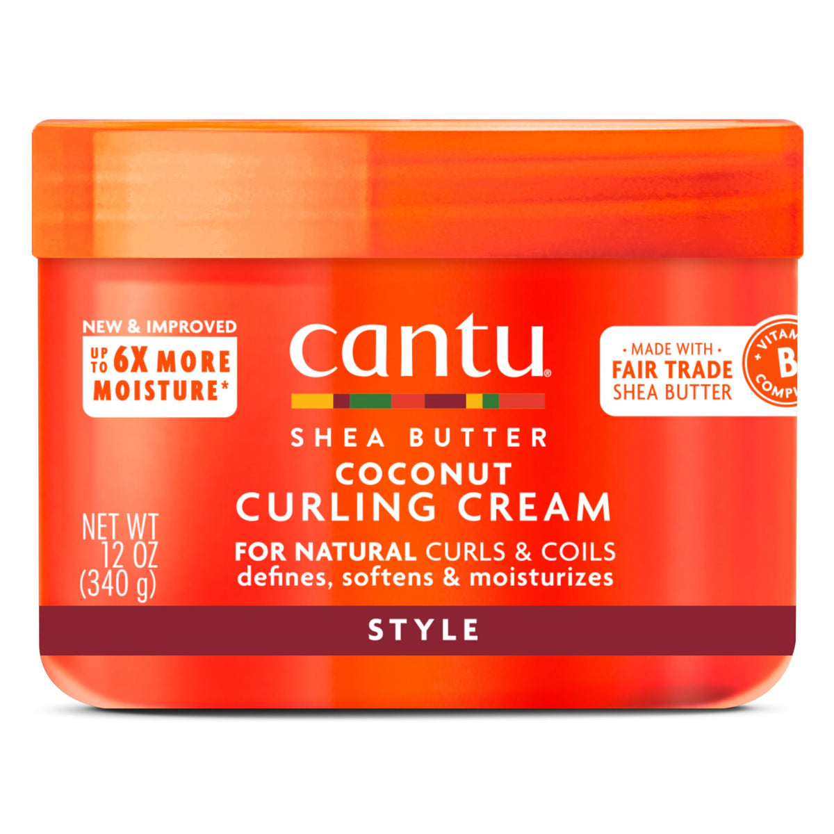 Cantu Coconut Curling Cream With Shea Butter For Natural Hair, 12 Oz, Orange