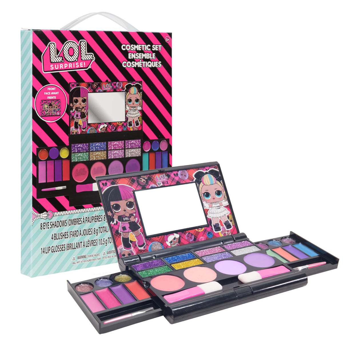 L.O.L. Surprise! Cosmetic Compact Set - 14 Lip Glosses, 8 Eyeshadows, 4 Blushes,