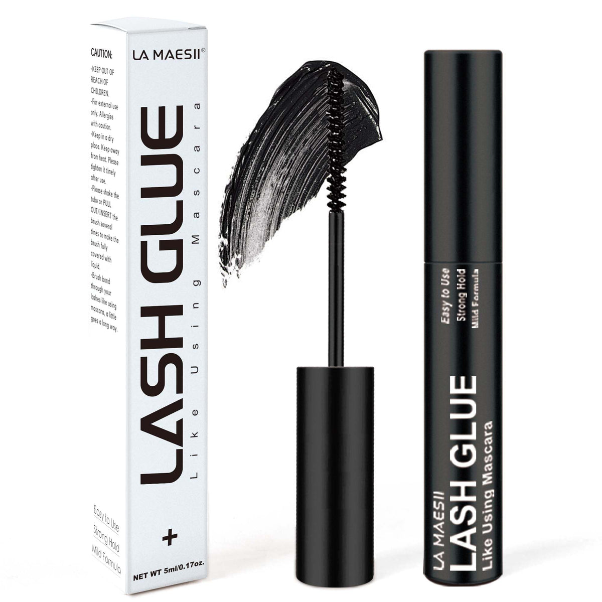 La Maesii Black Lash Cluster Glue - Waterproof Strong Hold Adhesive For Diy Eyelash Extensions 5Ml