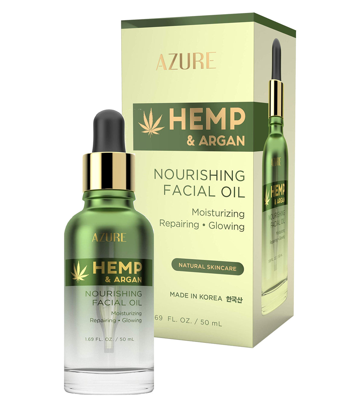 Azure Cosmetics Hemp & Argan Facial Oil - Moisturizing & Anti-Aging - 50Ml