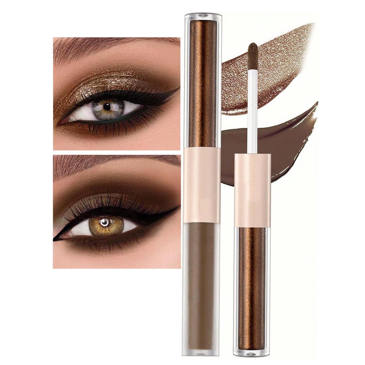 Miasarah Dark Brown Liquid Eyeshadow Sticks - Matte Metallic, Waterproof, Long Lasting, Glitter