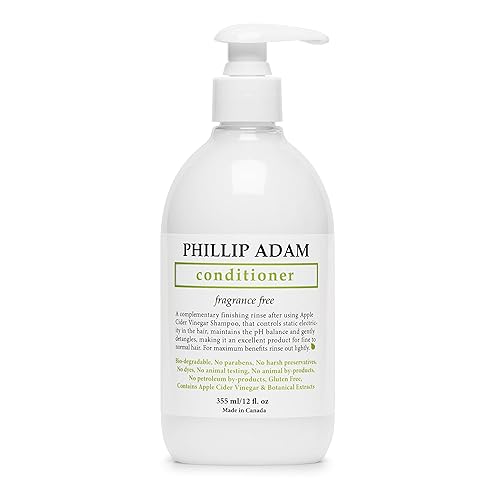 Phillip Adam Fragrance Free Conditioner, Apple Cider Vinegar, 12 Fl Oz, No Parabens, All Hair Types