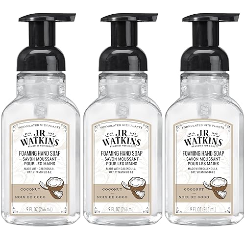 J.R. Watkins Foaming Hand Soap, Coconut Scent, 9 Fl Oz, 3 Pack, Usa Made, Cruelty