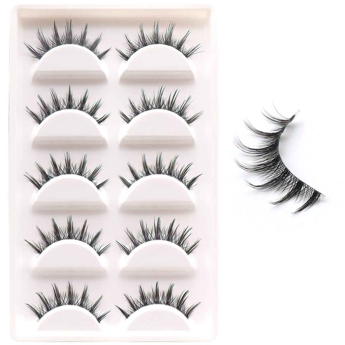 Veleasha 5D Faux Mink Lashes - 100% Handmade, Lightweight, Fluffy, 5 Pairs Pack - Black