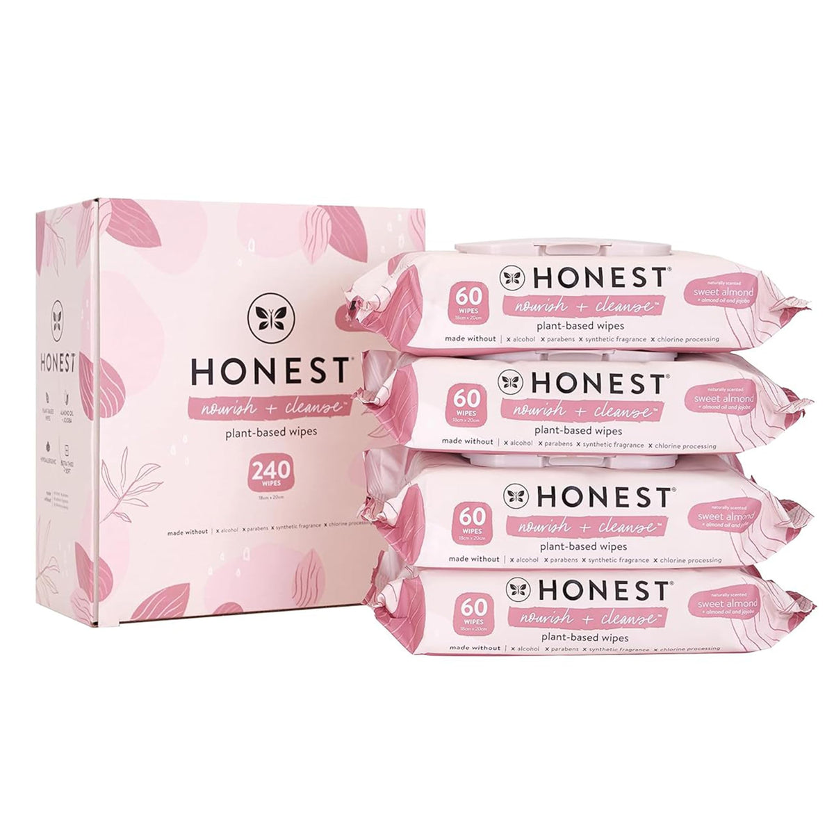 The Honest Company Nourish + Cleanse Wipes, 99% Water, Hypoallergenic, Sweet Almond, 240 Count