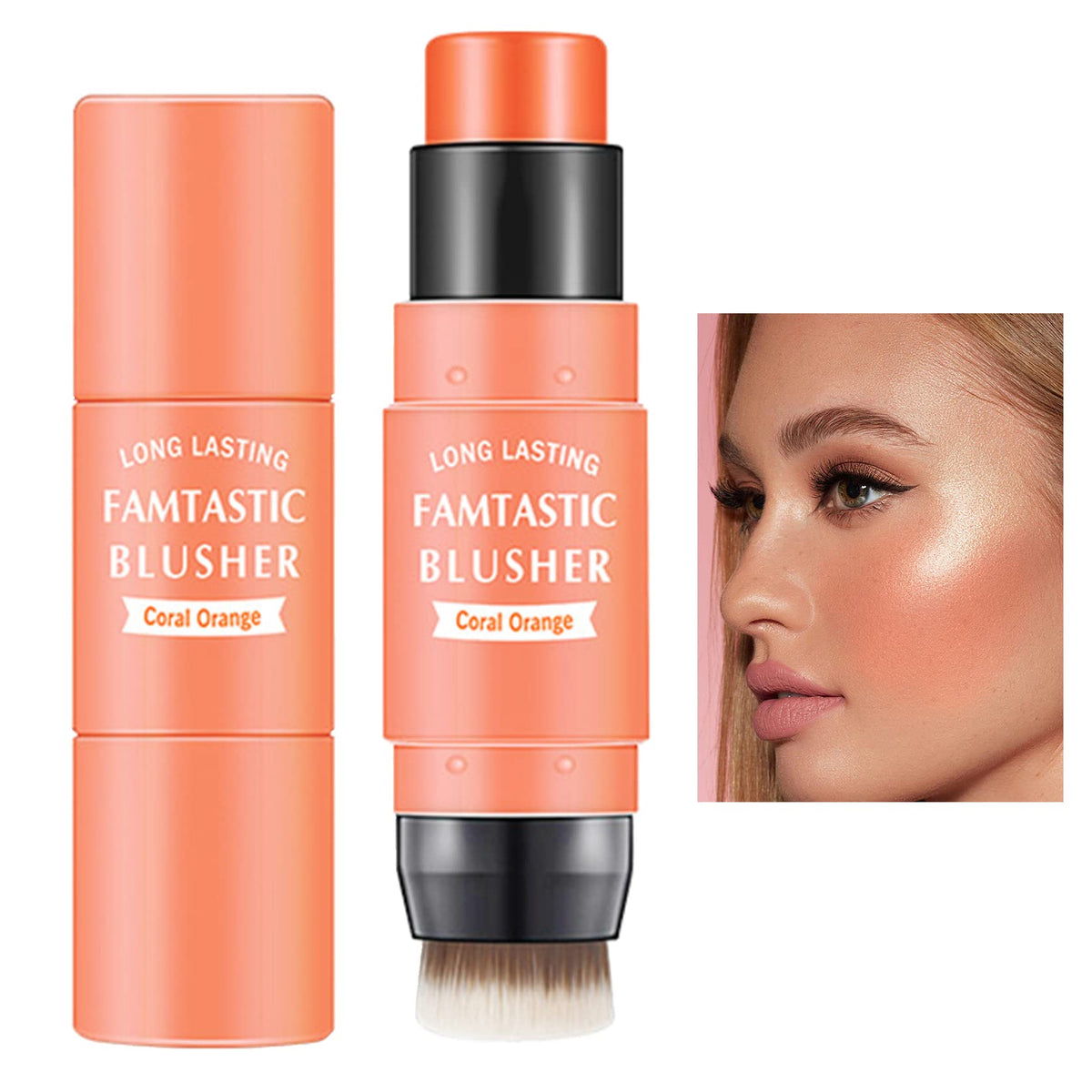 Lzylls Cream Blush Stick With Brush - Waterproof, Lightweight 2-In-1 Makeup For Cheeks, Lips, Eyes