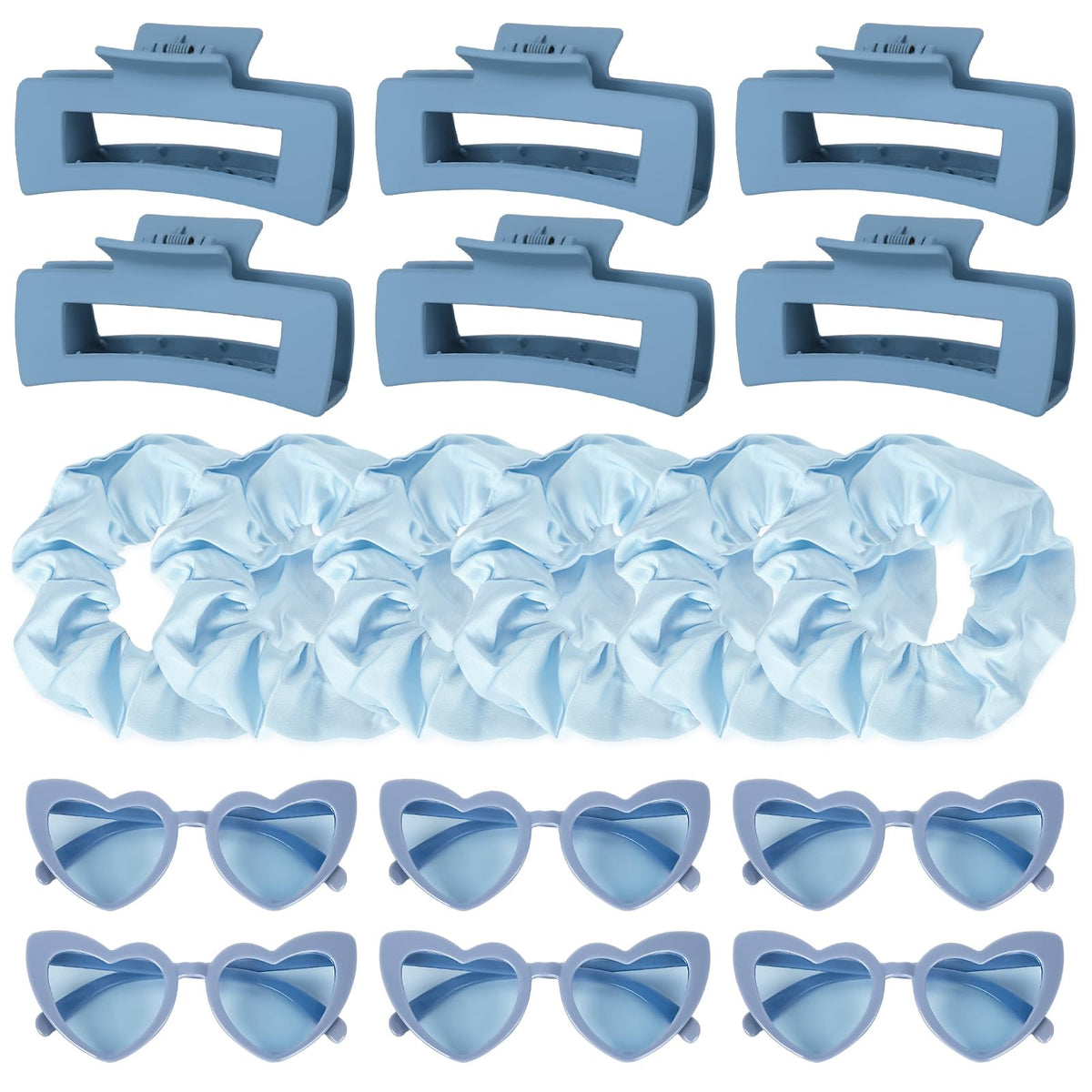 Whaline 18Pcs Dusty Blue Bridesmaid Proposal Gift Set With Hair Claw Clips & Scrunchies