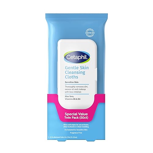 Cetaphil Gentle Skin Cleansing Wipes, 50 Count Twin Pack, Hypoallergenic, Fragrance Free