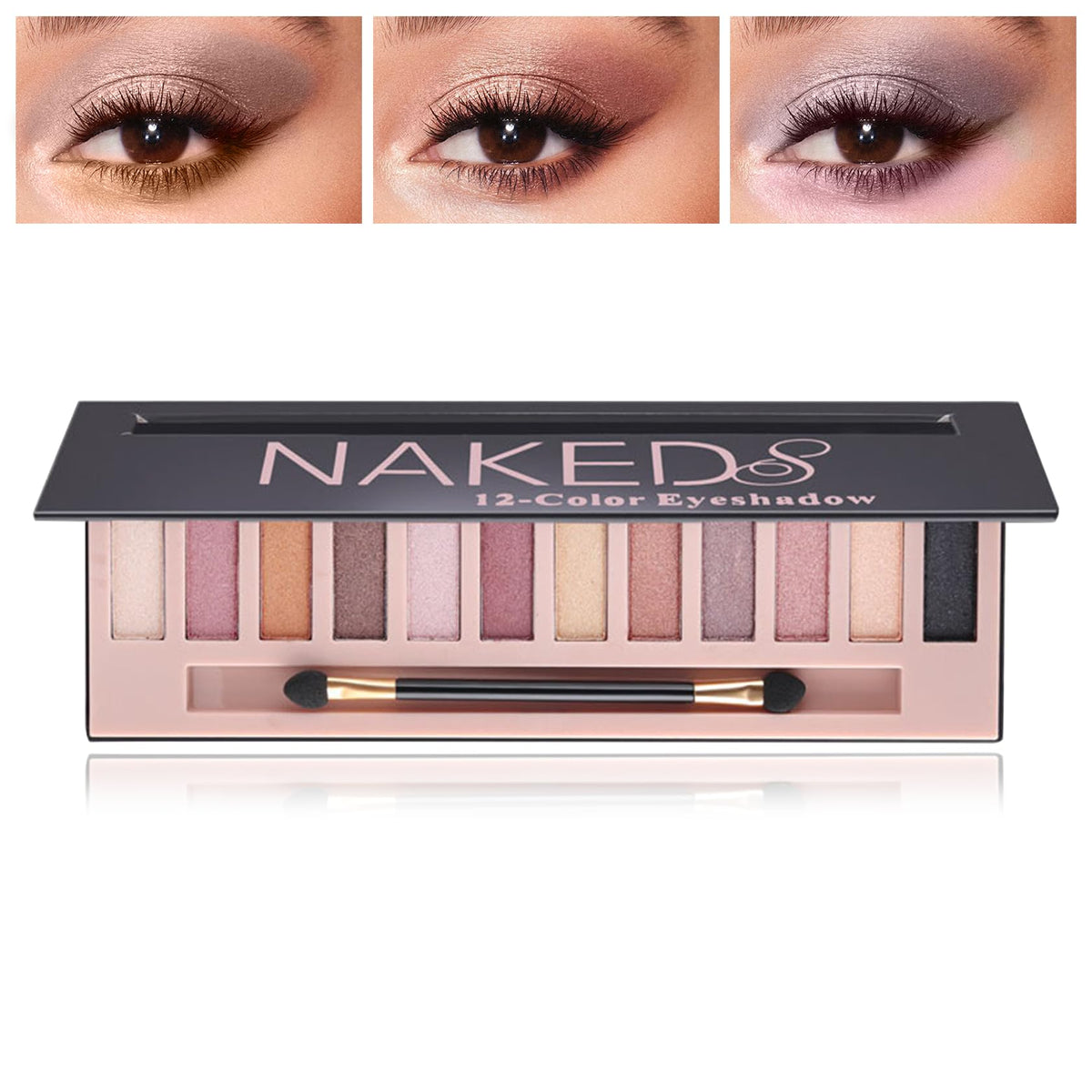 Pervala 12 Colors Naked Eyeshadow Palette - Natural Nude Shimmer & Glitter, Long Lasting Makeup