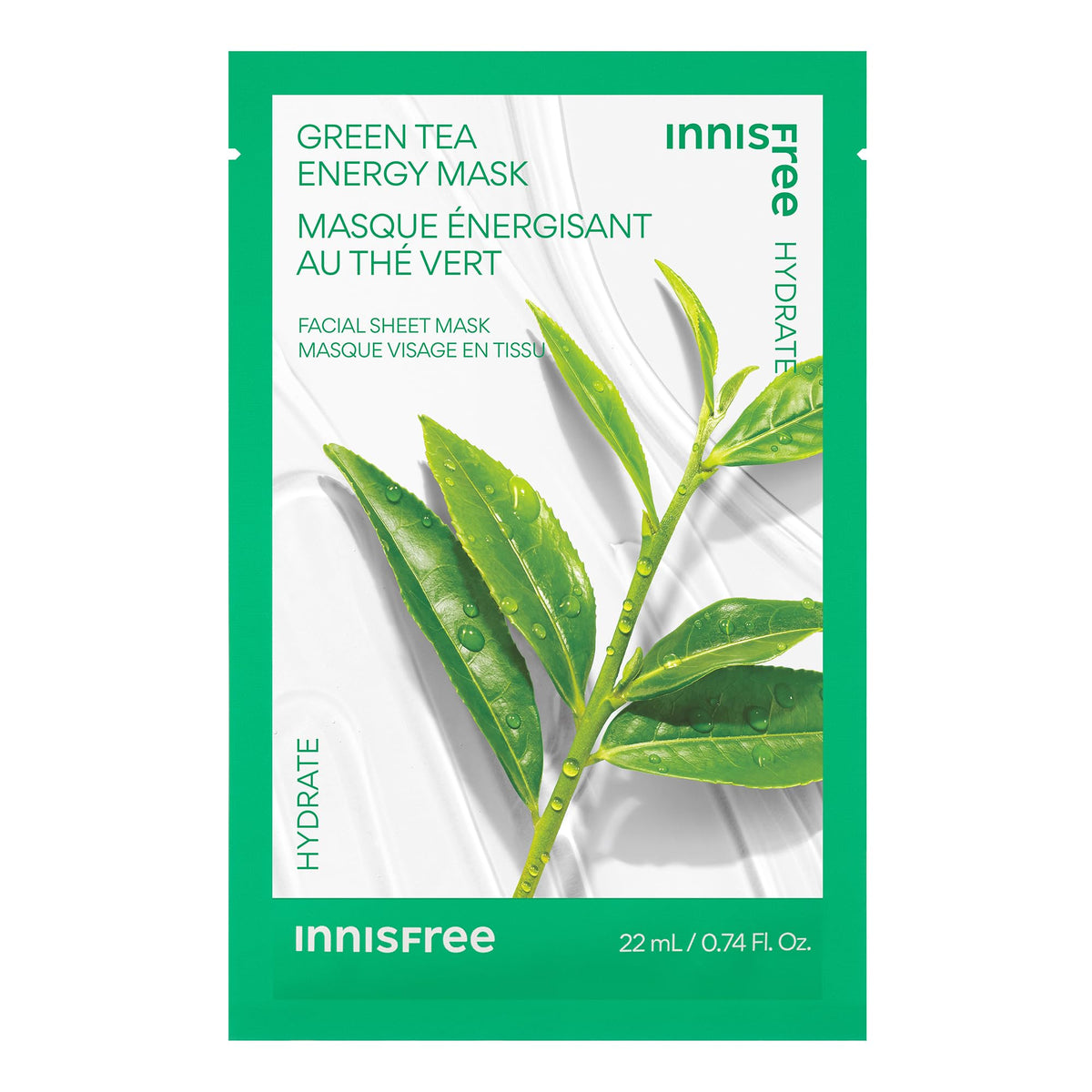 Innisfree Green Tea Energy Mask - Hydrating Korean Sheet Mask For Bright, Glowing Skin