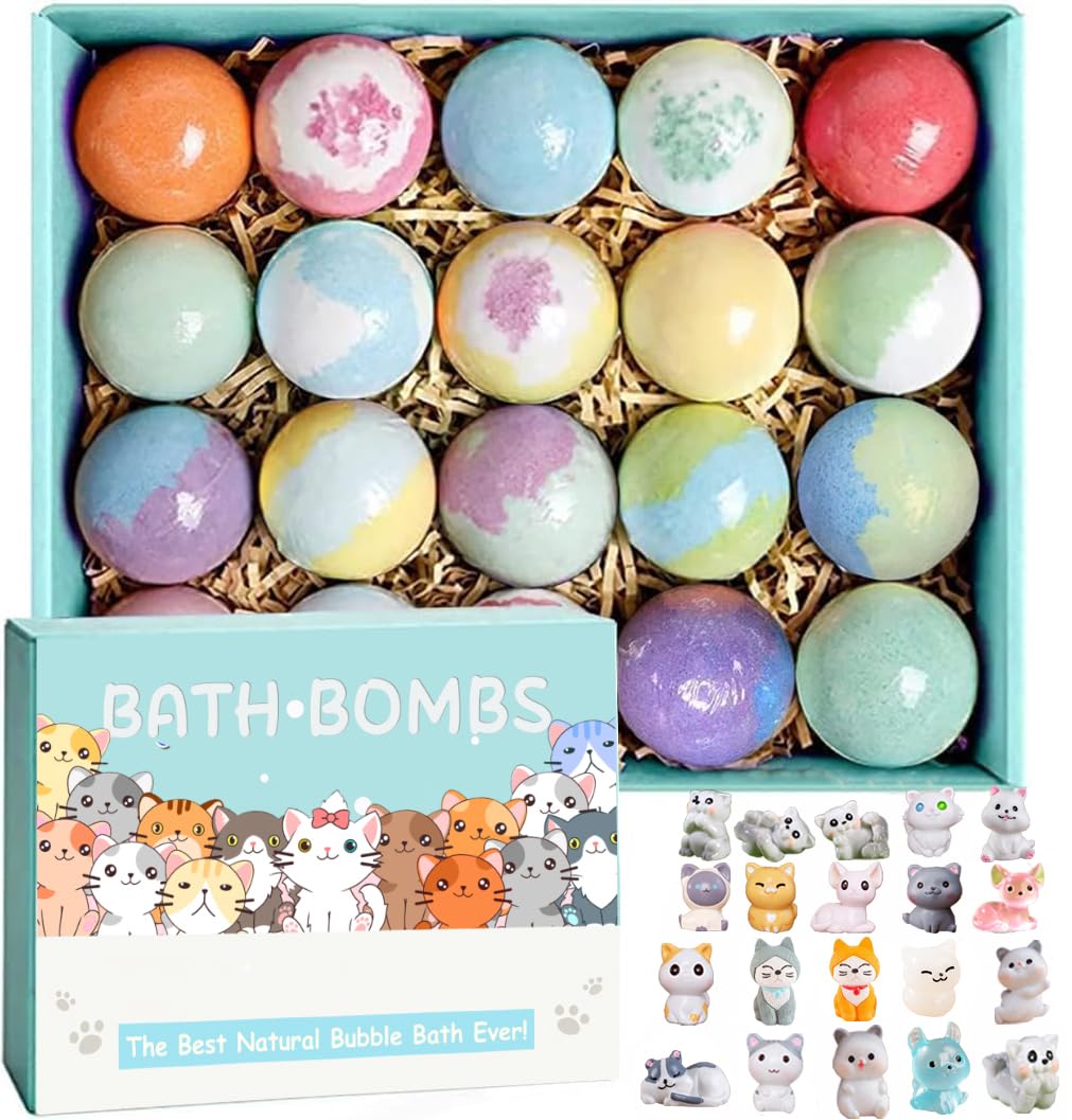 Kottke Kids Bath Bombs Gift Set, 20 Pack Organic Bubble Bath With Surprise - Metallic 1Oz