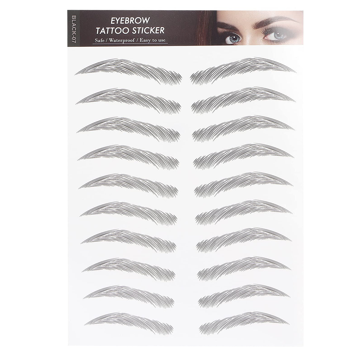 Filfeel 6D Waterproof Eyebrow Transfer Sticker For Women & Girls - Black (Black-07)