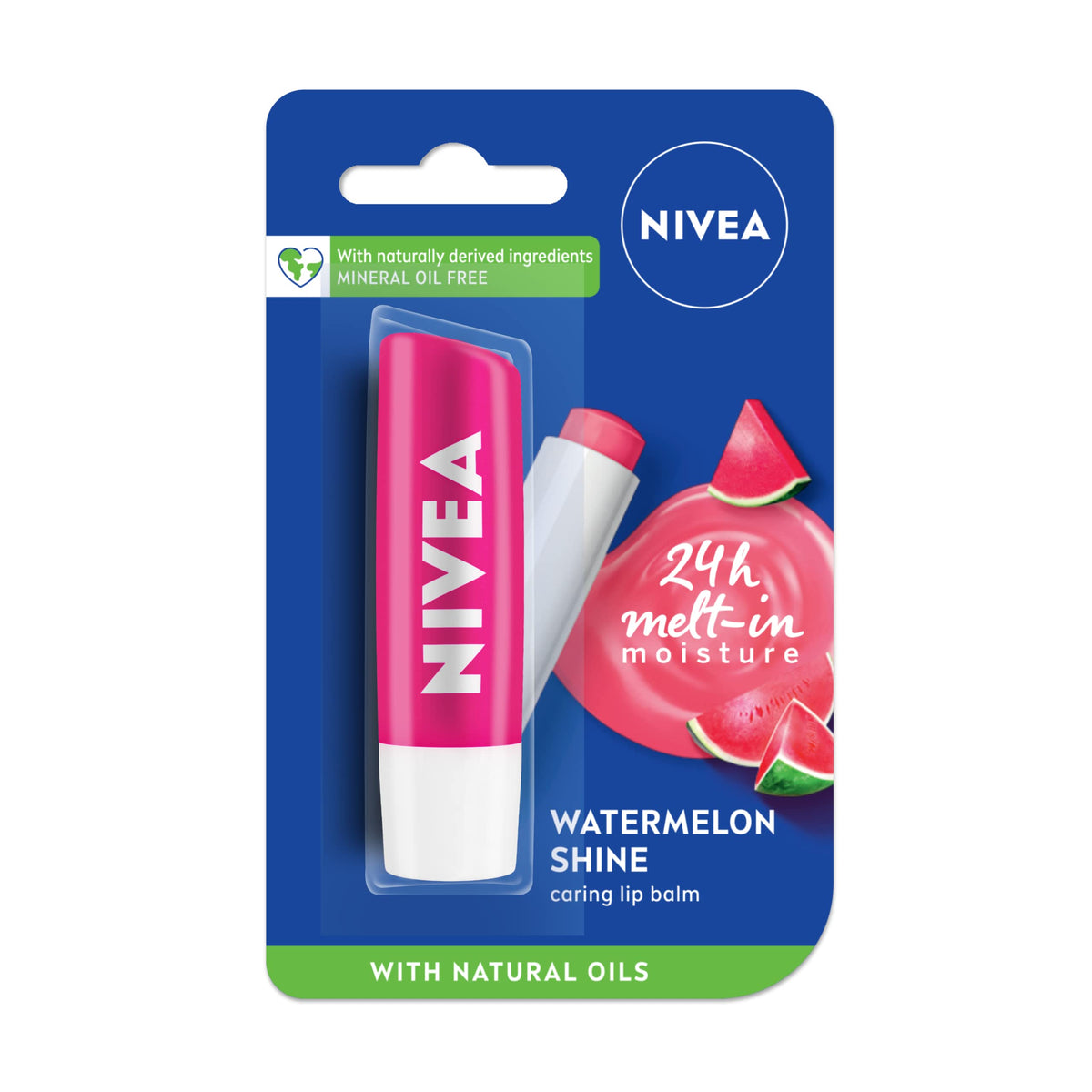 Nivea Fruity Shine Watermelon Lip Balm - Moisturizing, 4.8G Hydrating Lip Care