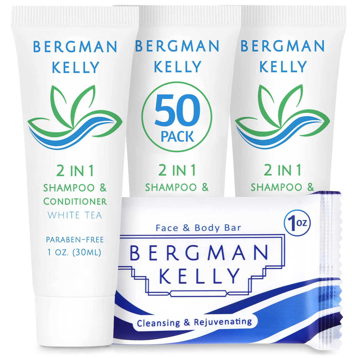 Bergman Kelly 2-Piece Rectangle Soap Bars & 2In1 Shampoo & Conditioner Set, 1 Oz, 