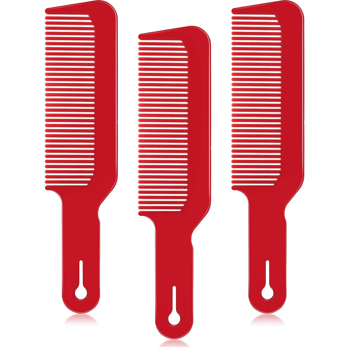 Boao 3 Pack Barber Combs for Hair Cutting - Red Flat Top & Clipper Cuts, 8.67&quot; x 2