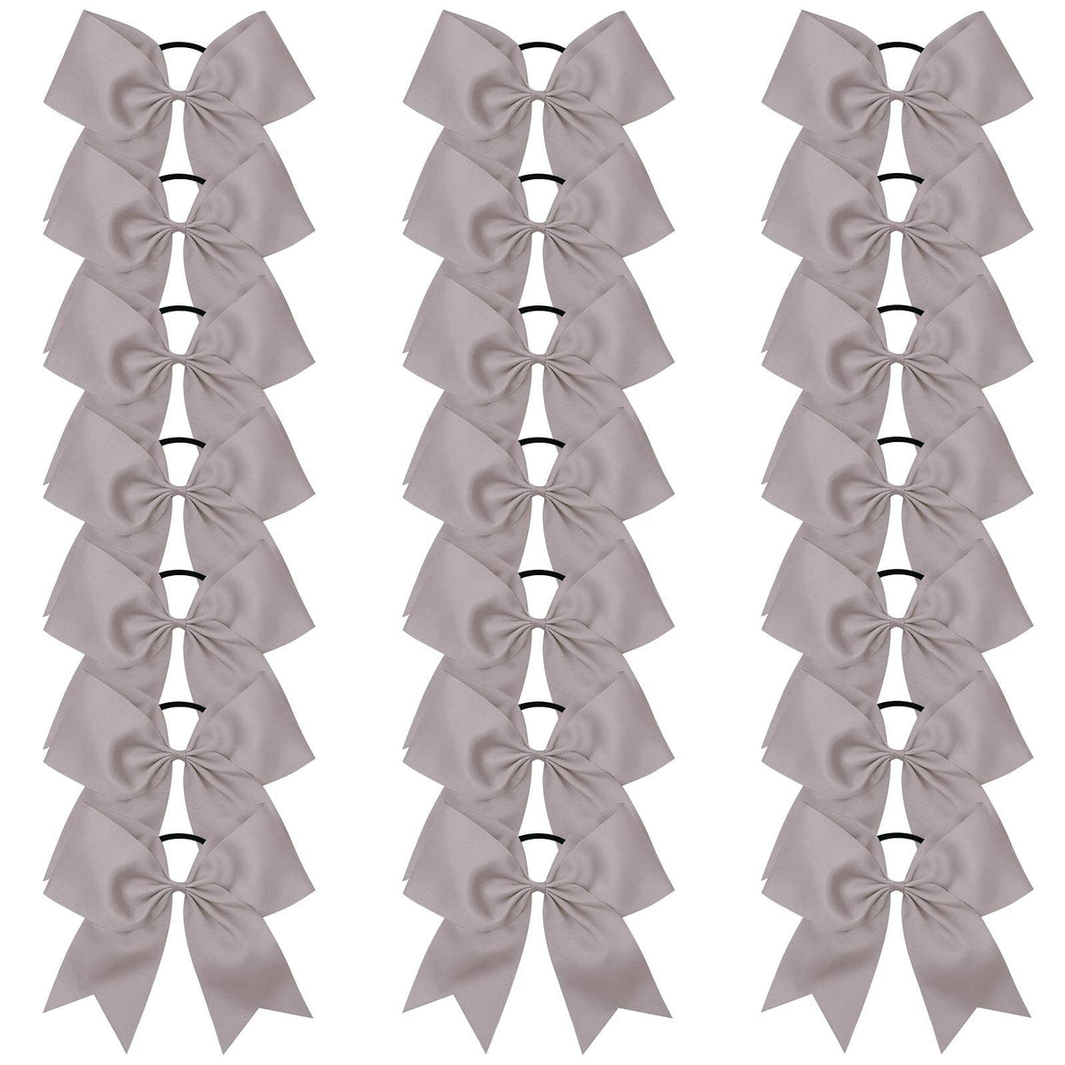 OAOLEER 21PCS Gray Jumbo Cheer Bows for Girls, Handmade Grosgrain with Ponytail Holder