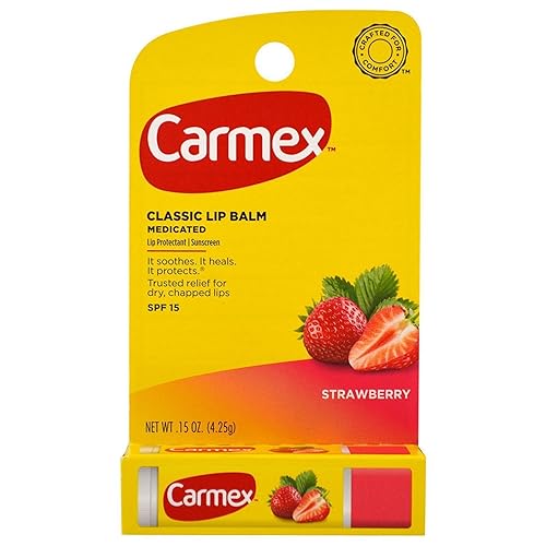 Carmex Strawberry Lip Balm Spf 15 - Moisturizing Click-Stick, 0.15 Oz (Pack Of 2)