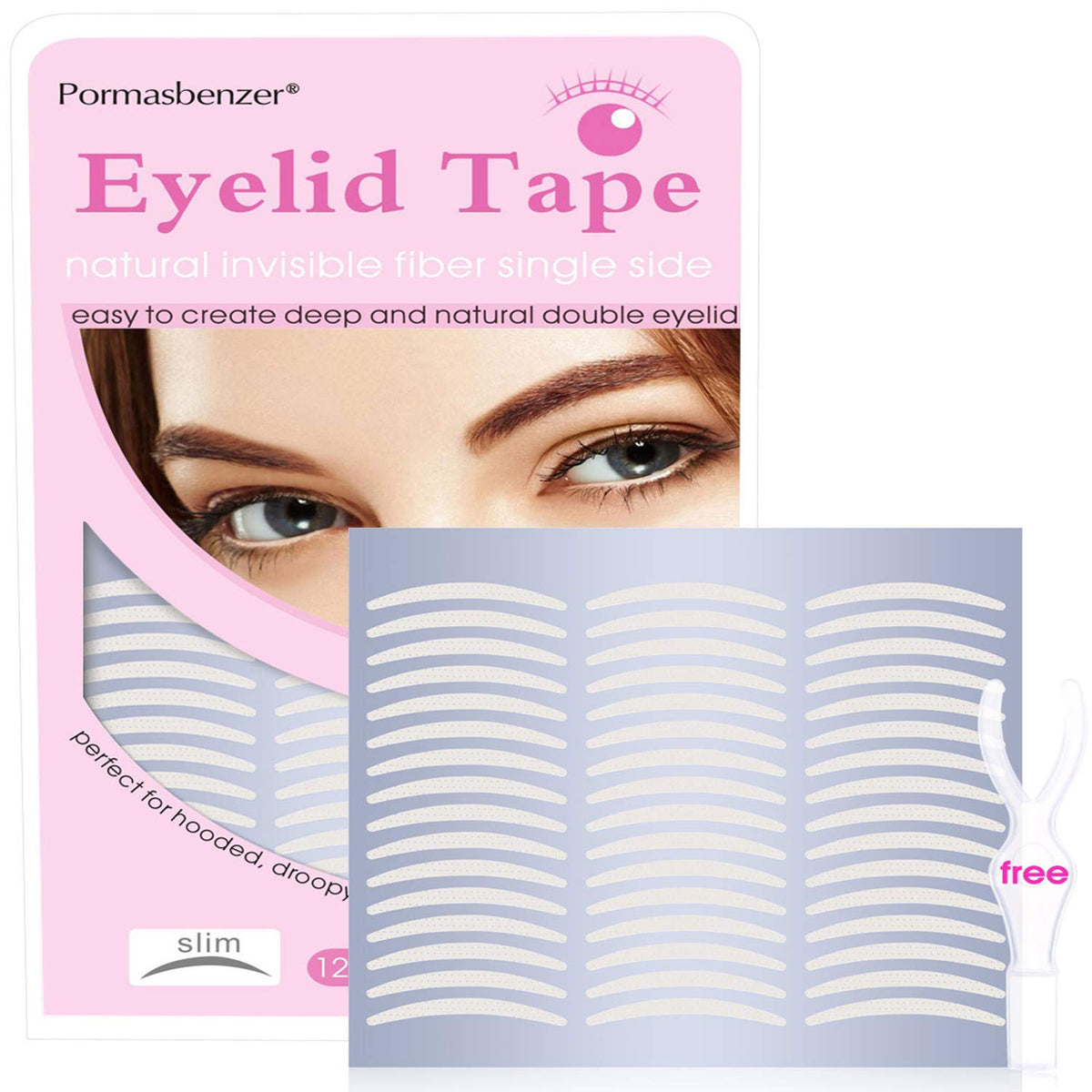 Pormasbenzer Natural Invisible Fiber Eyelid Tape - 120 Pairs For Instant Lift & Support