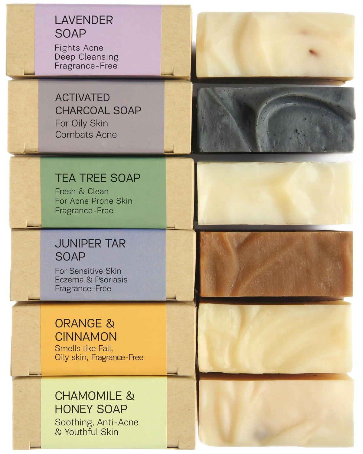 Authentic Bath & Soap Natural Bar Soap Set For Oily Skin - 6-Pack, Acne Control & Odor-Fighting