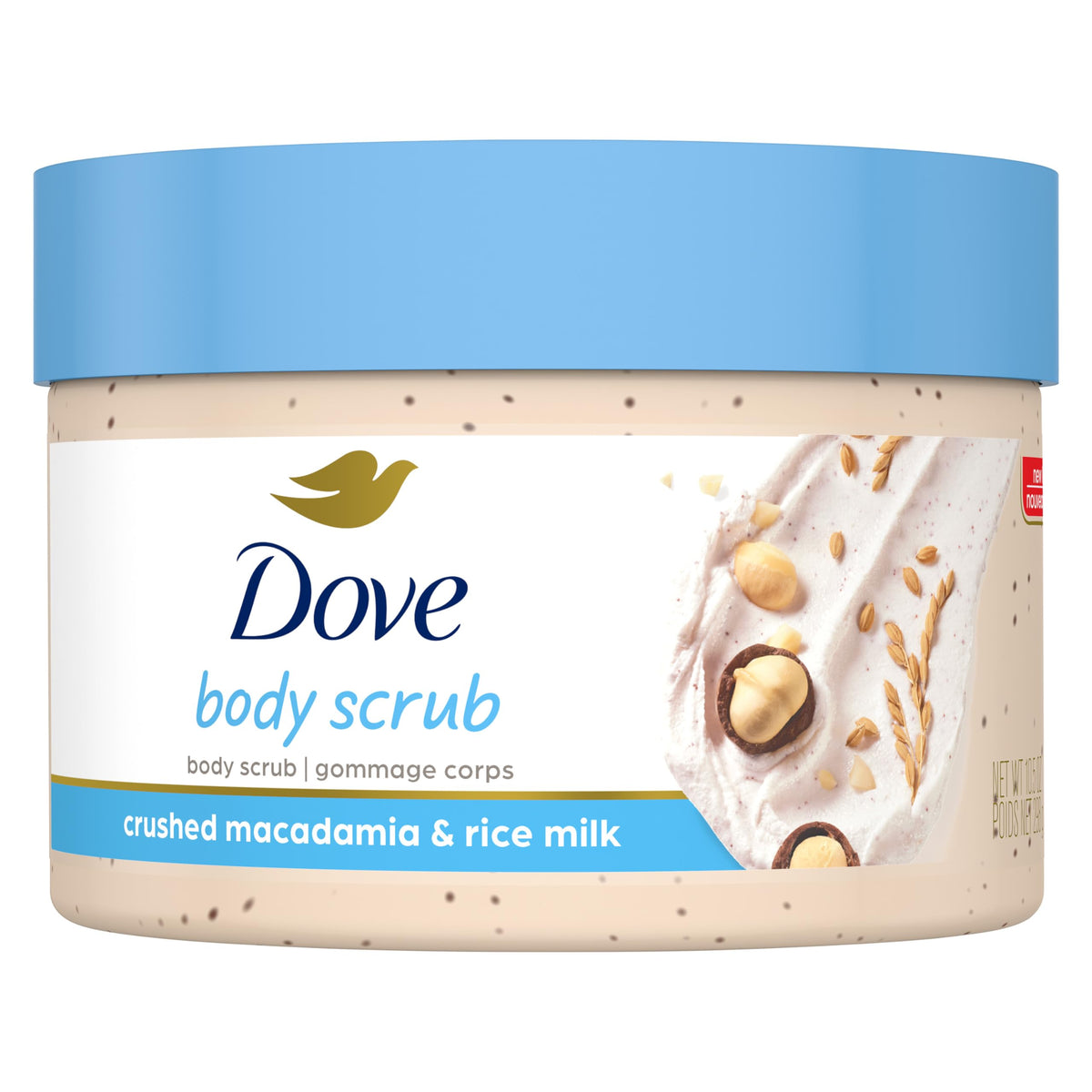 Dove Body Scrub Macadamia & Rice Milk, 10.5 Oz – Nourishes & Reveals Smoother Skin