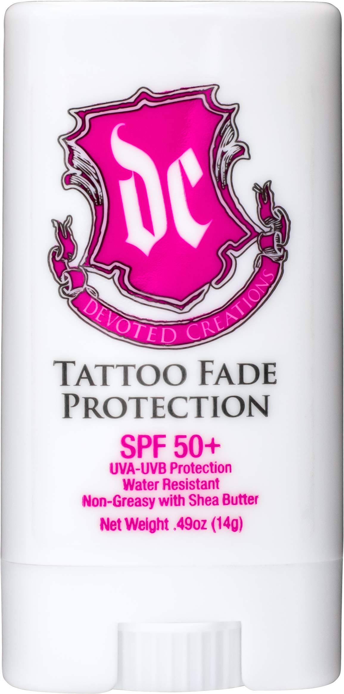 Devoted Creations Tattoo Fade Protection Stick Spf 50+, Water Resistant, Non-Greasy, 0.49Oz