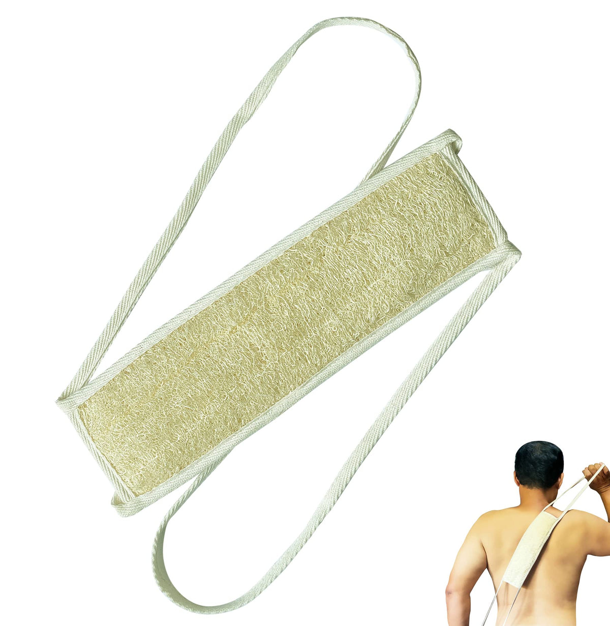 Plai Na Natural Loofah Back Scrubber Sponge - 2 Layers Exfoliating Deep Clean For Shower