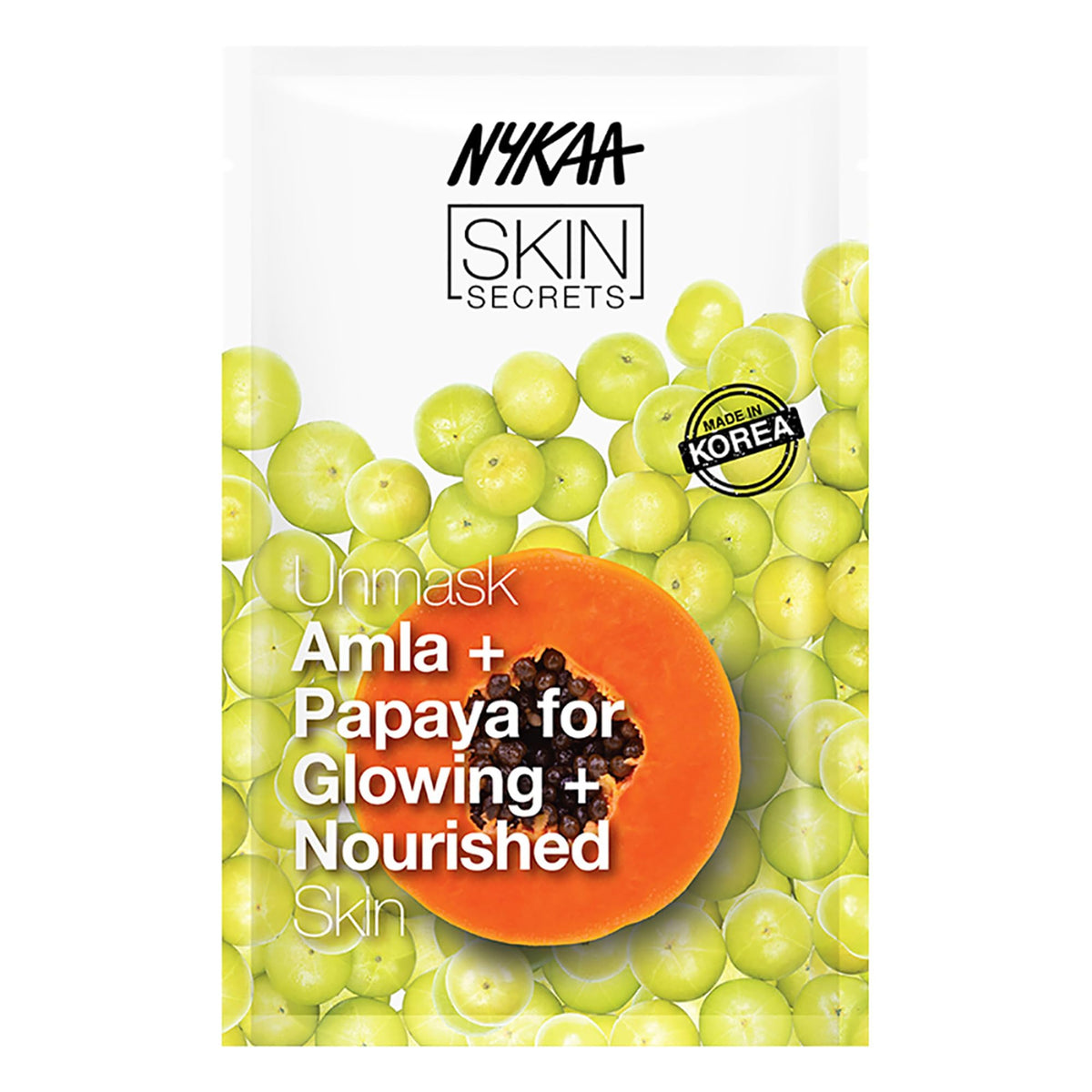 Nykaa Naturals Amla Papaya Bubble Sheet Mask - Exfoliating, Acne Scar Lightening, 0.67 Oz