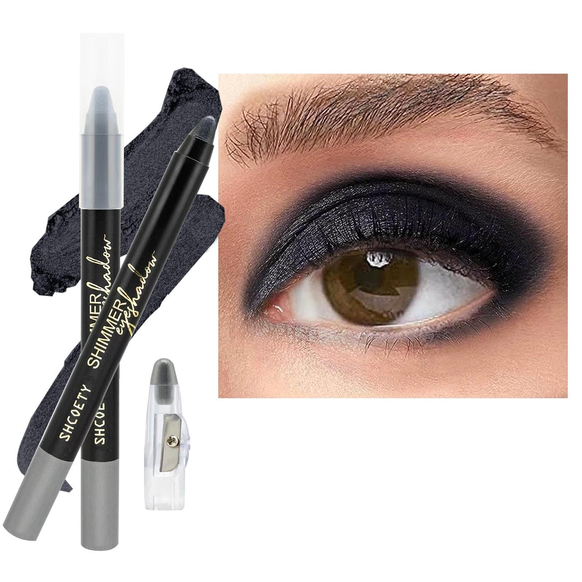 Daeuwiutr Black Eyeshadow Stick - Waterproof Shimmer Creamy Eye Liner & Brightener #7