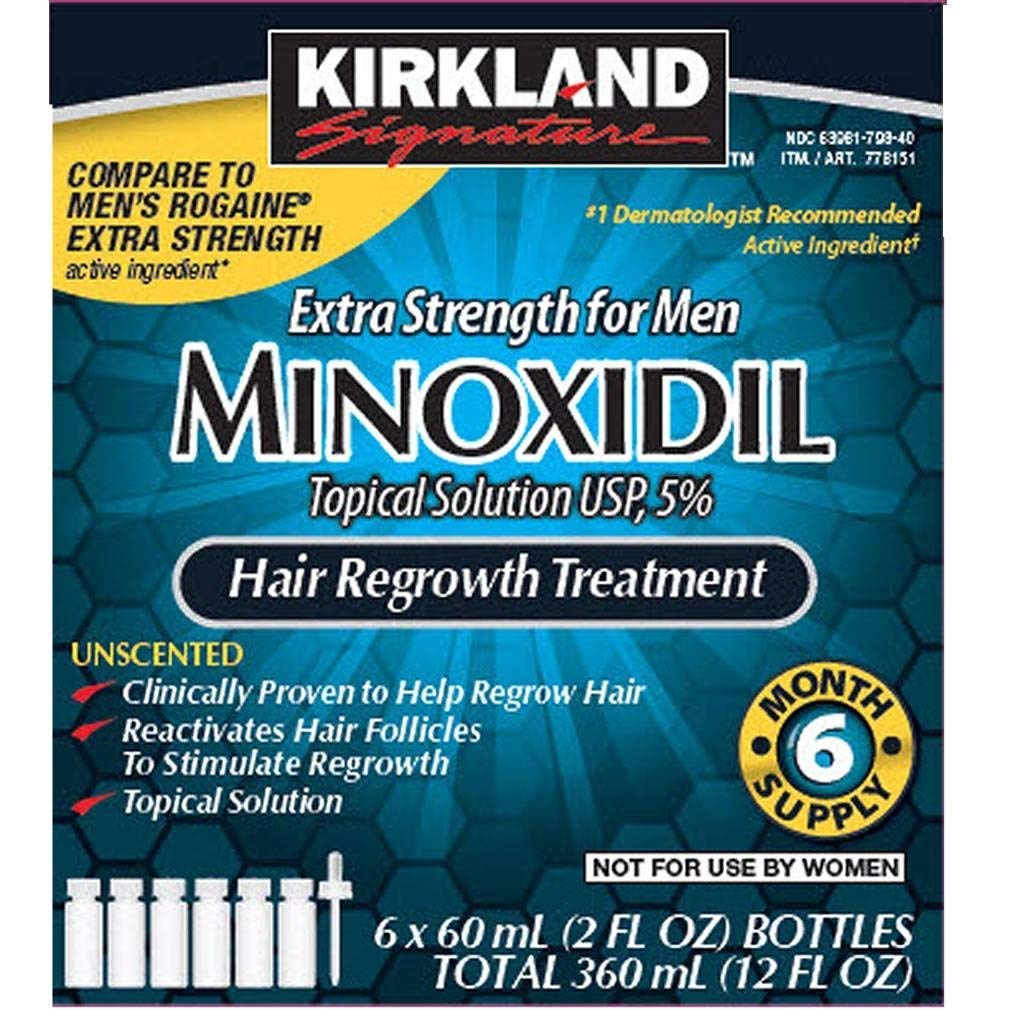 Kirkland Minoxidil 5% Extra Strength Hair Regrowth Treatment For Men, 6 Pack, 12 Fl Oz