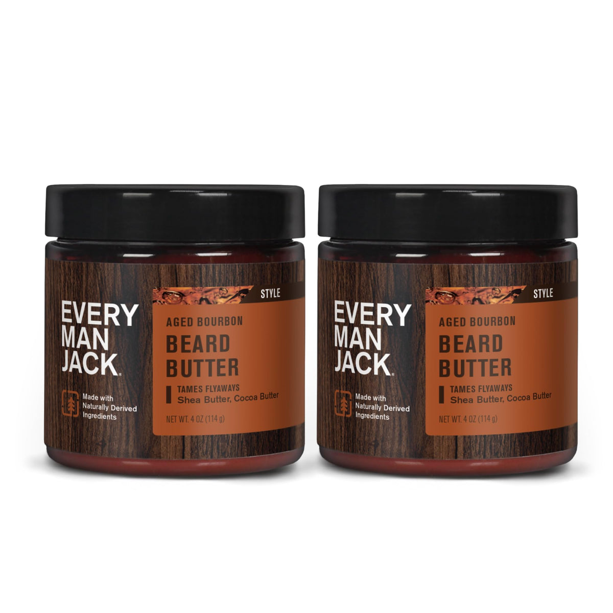 Every Man Jack Beard Butter, Aged Bourbon - Hydrates, Styles & Relieves Itch - 4Oz (2 Pack)