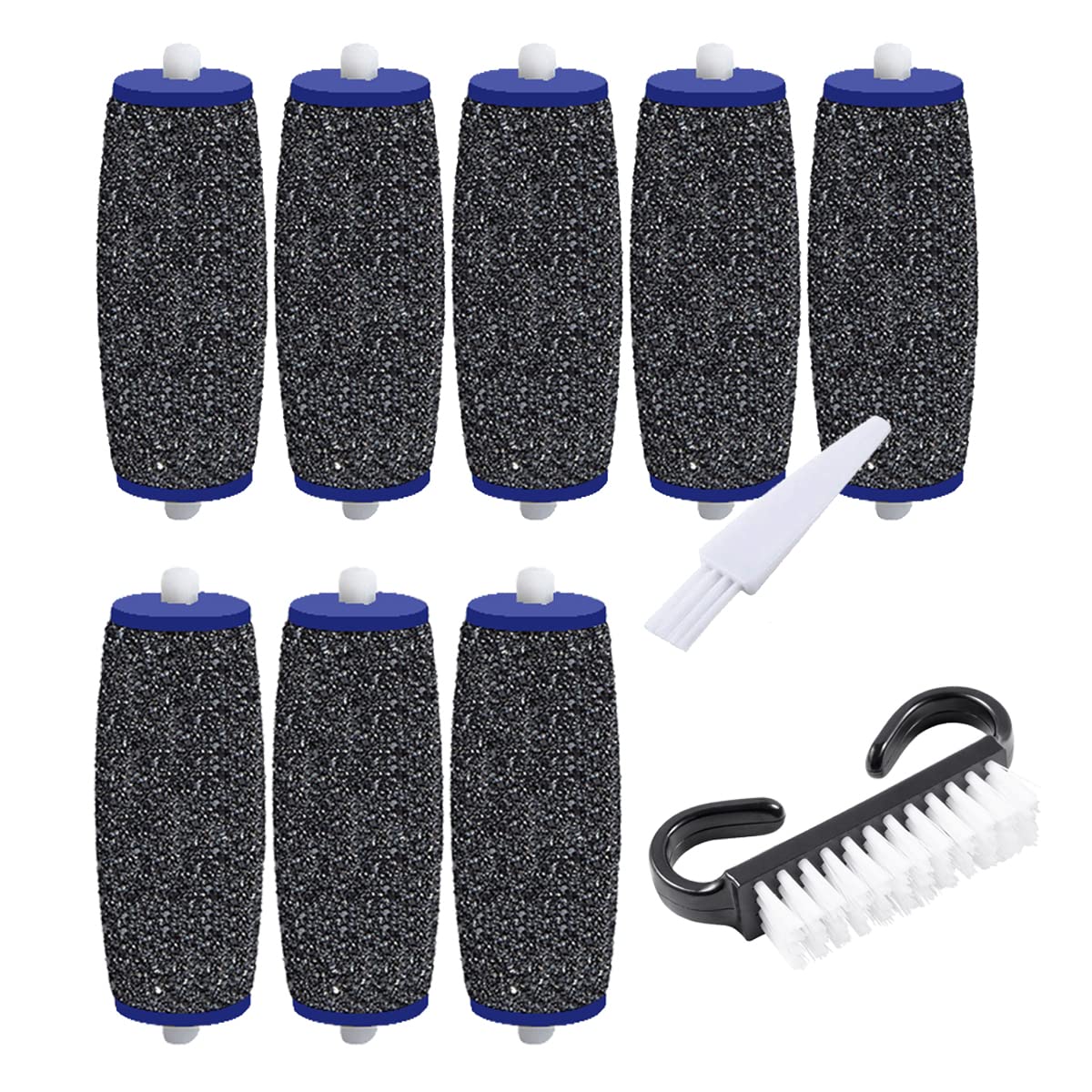 Jiumi 8 Pack Extra Coarse Rollers For Amope Pedi - Includes Nail & Clean Brushes