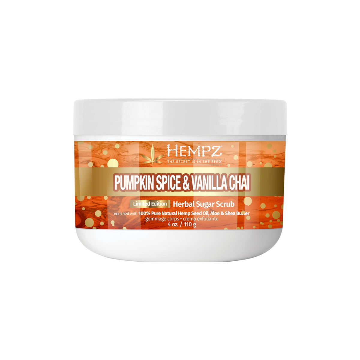 Hempz Pumpkin Spice & Vanilla Chai Sugar Body Scrub 4 Oz - Limited Edition Exfoliating Scrub