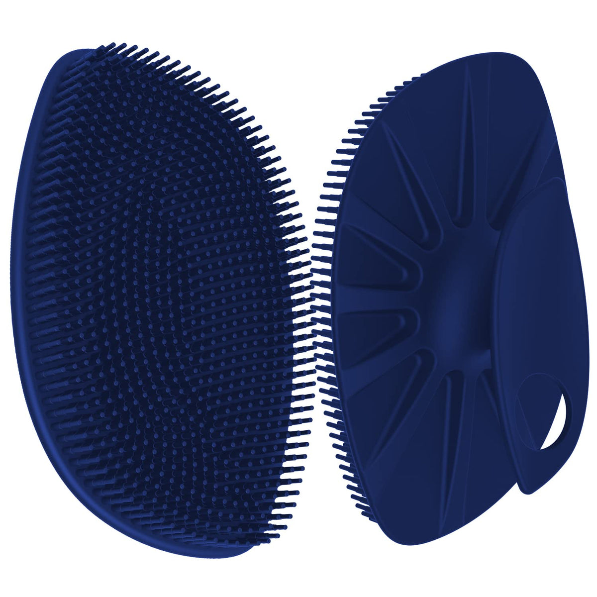 Hieerbus Silicone Body Scrubber - Flat Shower Brush For Gentle Exfoliation, Dark Blue