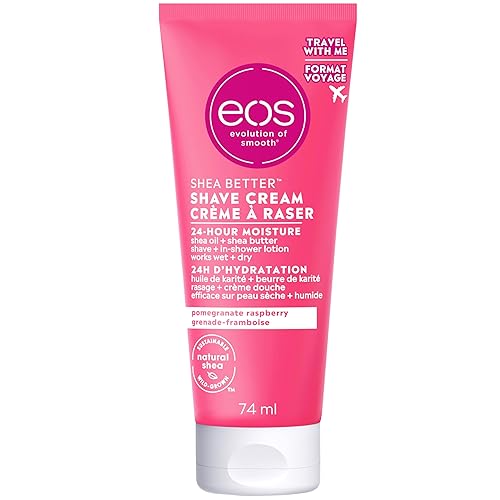 Eos Shave Cream Pomegranate Raspberry, 2.5 Oz, Value Pack Of 2, Smooth & Hydrating Skin