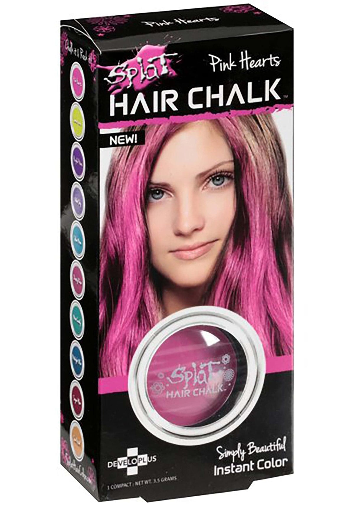 Splat Pink Hearts Hair Chalk - Temporary Washable Color, Easy Application, Cruelty Free & Vegan