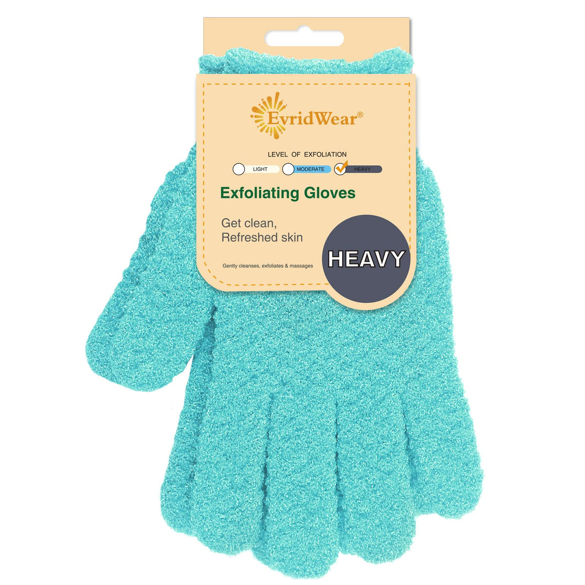 Evridwear Exfoliating Shower Gloves, 100% Nylon, Medium Heavy, Dead Skin Remover, Angel Blue