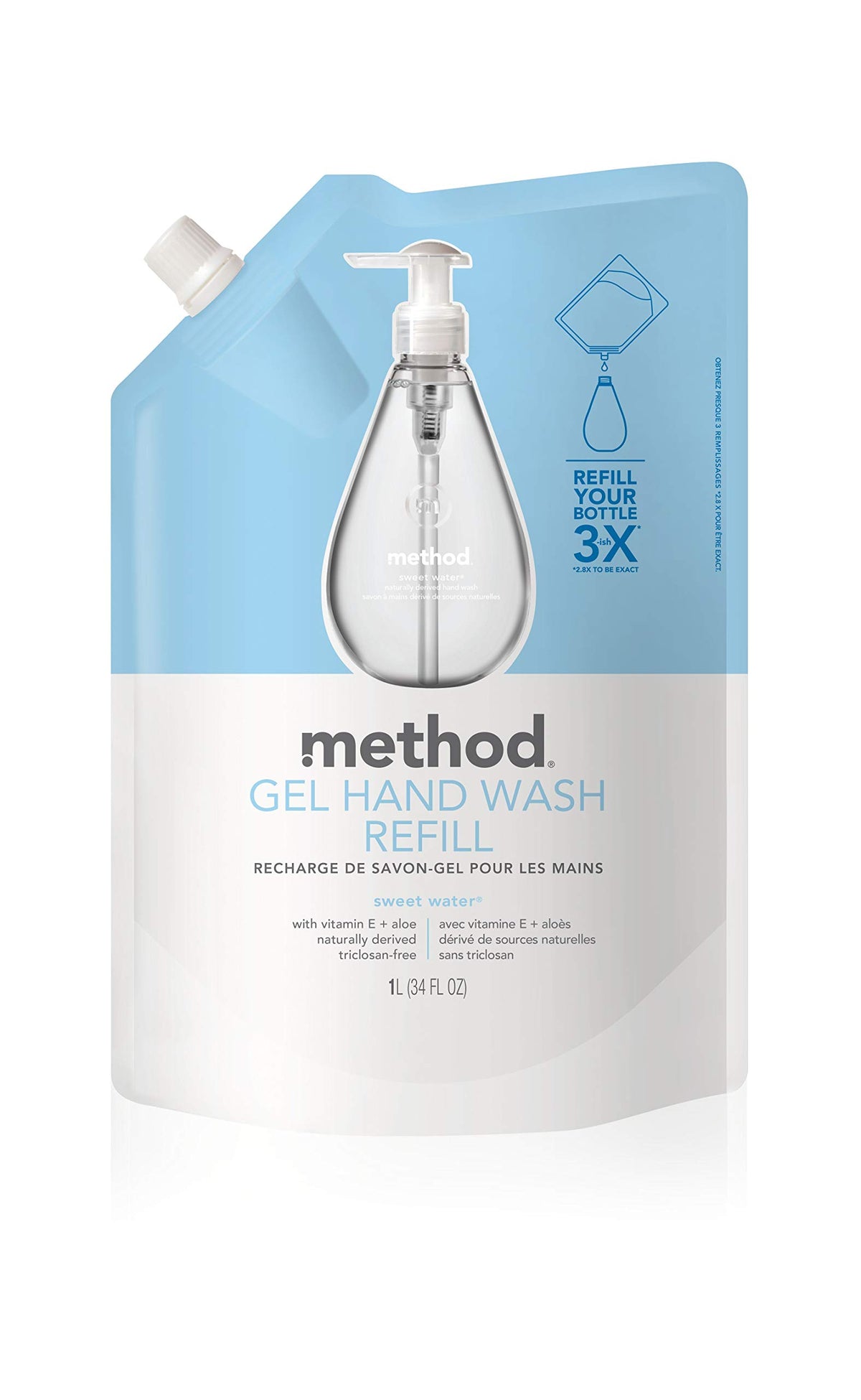 Method Gel Hand Soap Refill, Sweet Water, 34 Oz, Clear, Pack Of 1, Eco-Friendly Cleaning