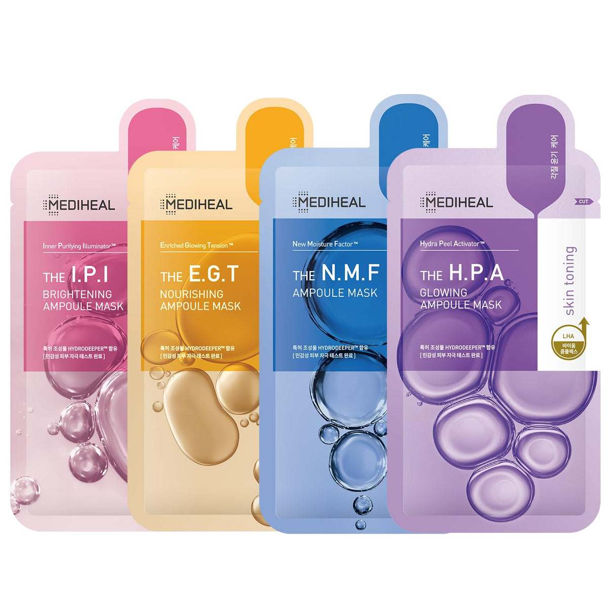 Mediheal Korean Ampoule Mask Sheet Pack Of 8 - Hydrating Skincare Variety Set