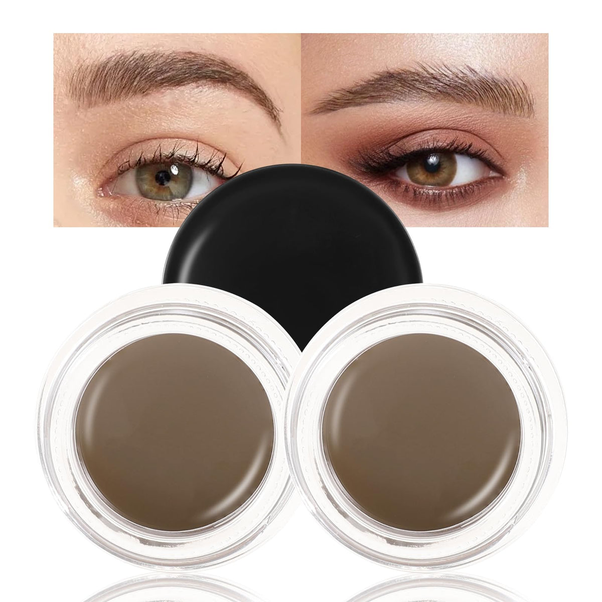 Boobeen Waterproof Eyebrow Pomade Cream - 2 Pcs Light Brown, Long-Lasting & High Pigmented