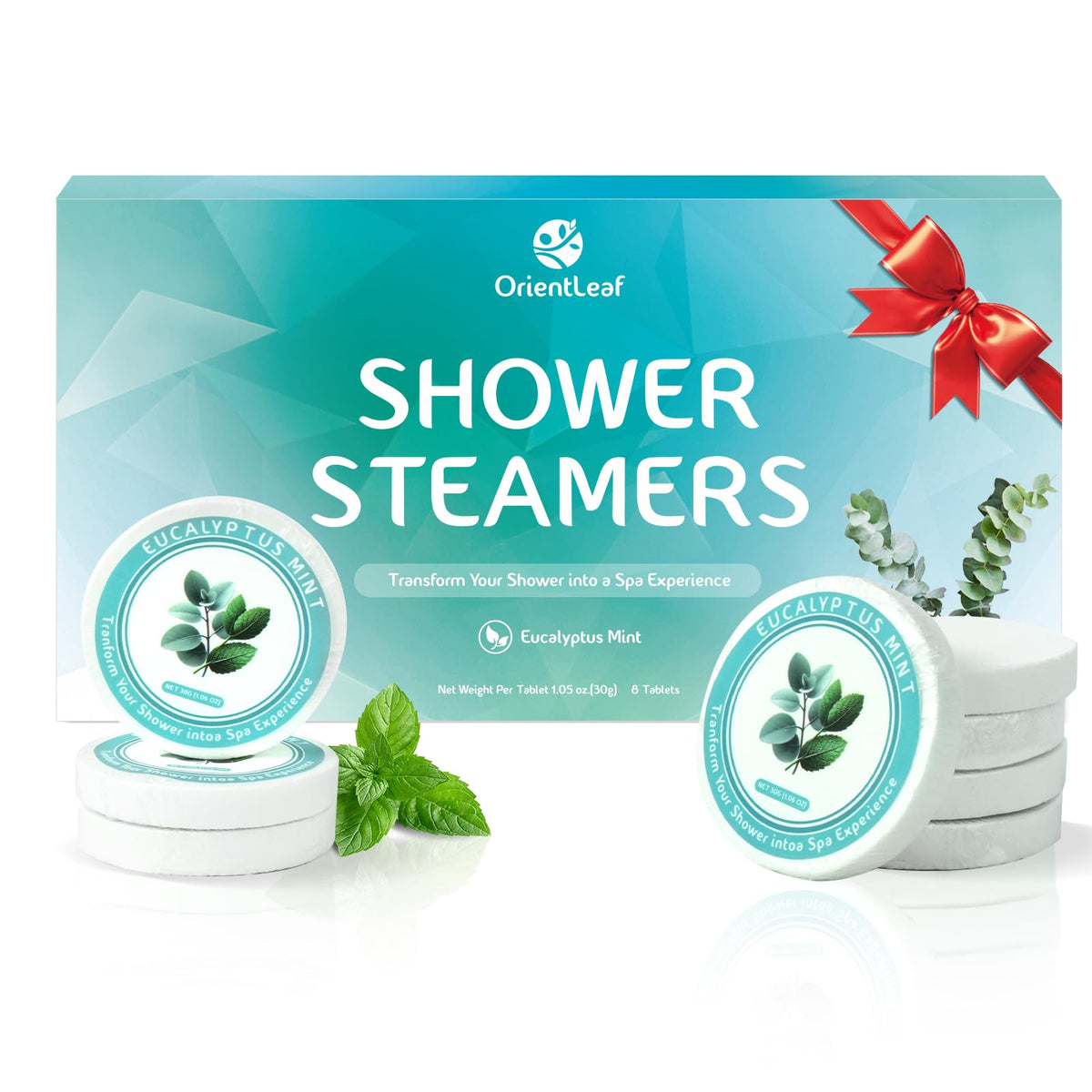 Orientleaf Eucalyptus Mint Shower Steamers - 8 Pack Aromatherapy Gifts For Stress Relief