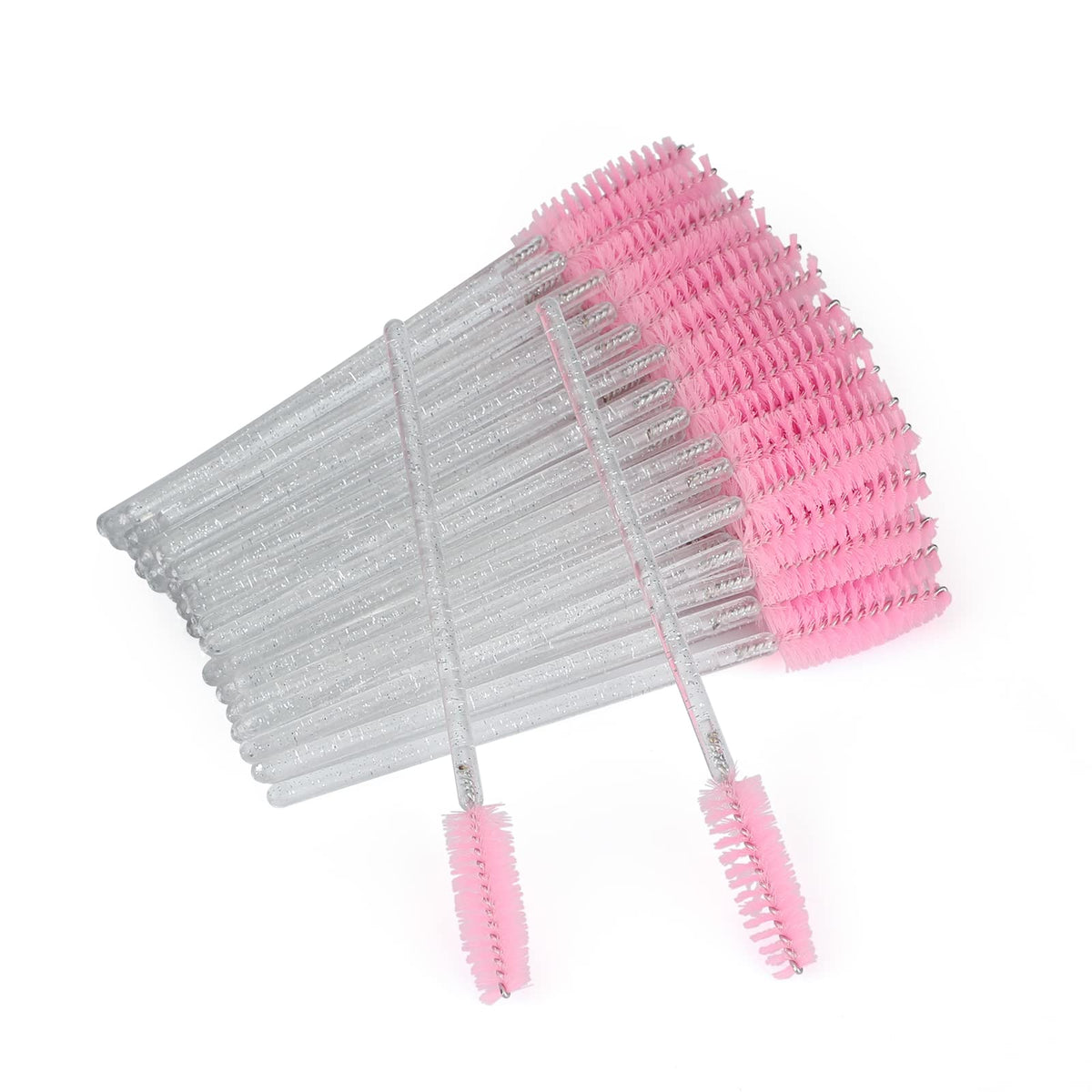 G2Plus 100Pcs Disposable Mascara Brushes Kit - Adjustable Eyelash Spoolies In White & Pink